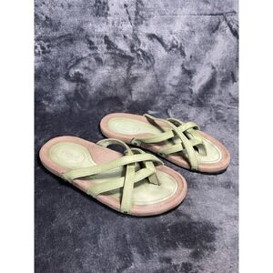 Teva Downtown Ola Thong Sandals Mosstone Green Leather Shoe‎ Size 7